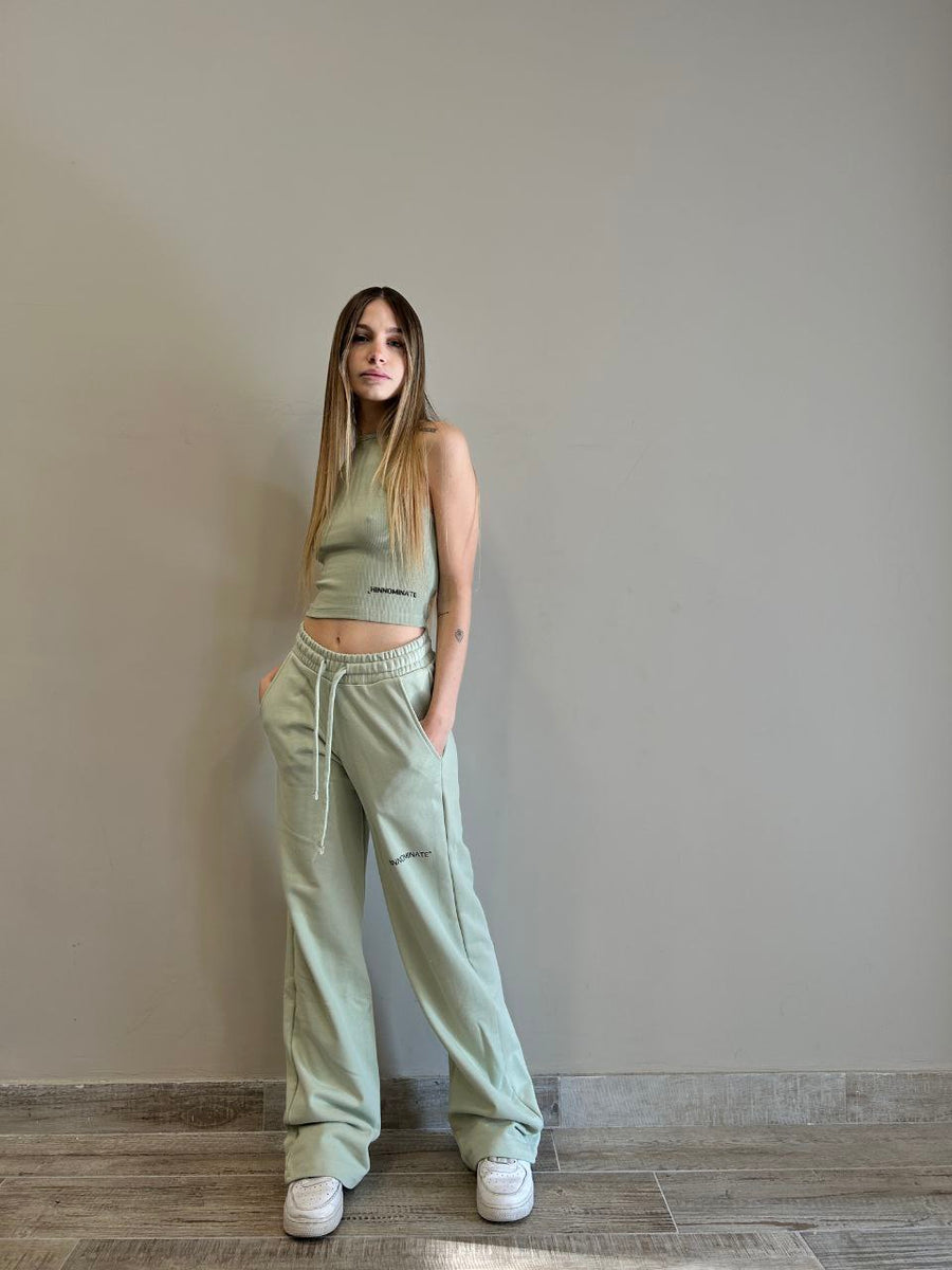 HINNOMINATE pantalone palazzo verde aloe