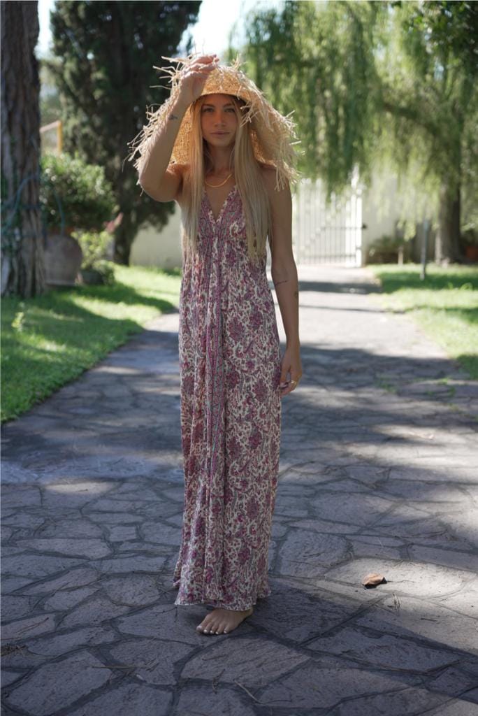 FREELOVE Abito Lungo BEACH LONG Seta Diamond Peach