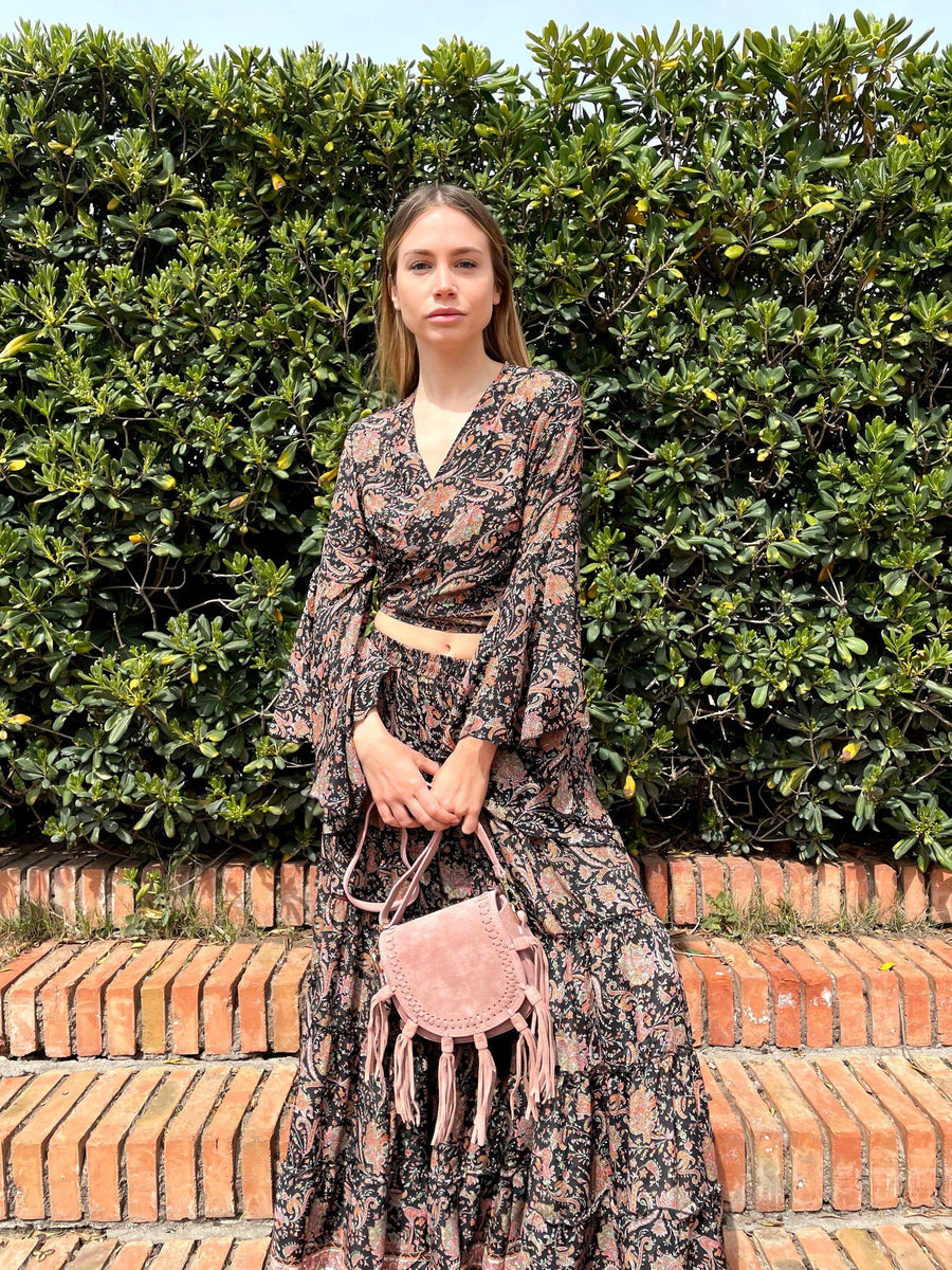 FREELOVE MAXI GONNA Seta Diamond Black