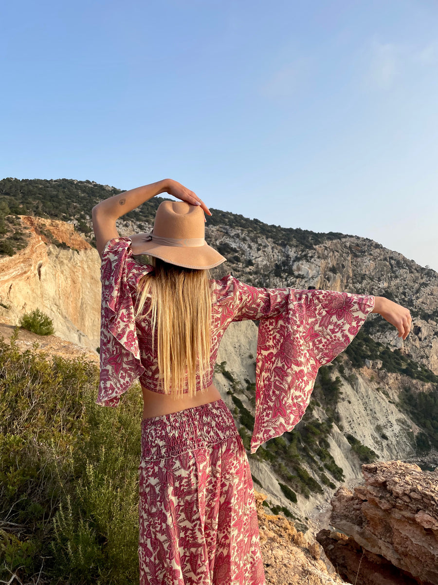 FREELOVE GIPSY TOP Seta Hibiscus Pink